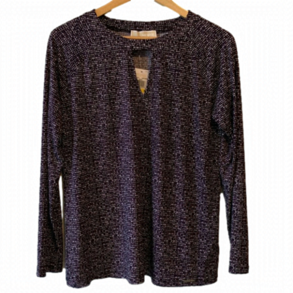 Michael Kors Dark Orchid all over pattern Blouse Size Medium NWT
